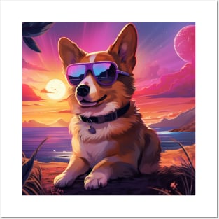 Beach Corgi Posters and Art